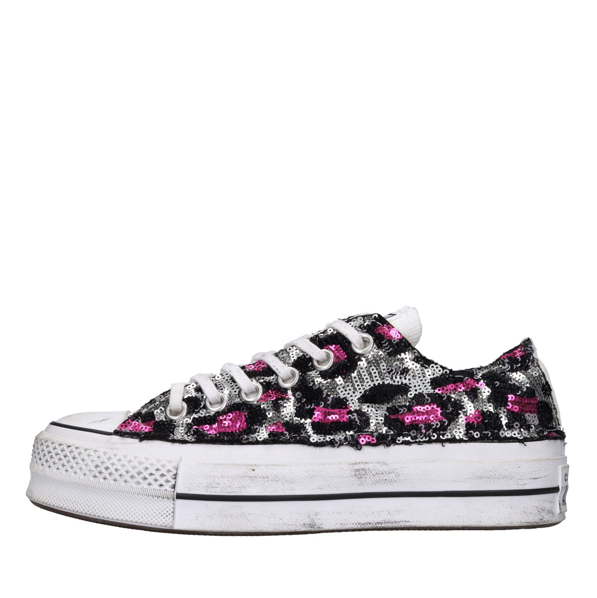 Sneakers in tessuto e paillettes 