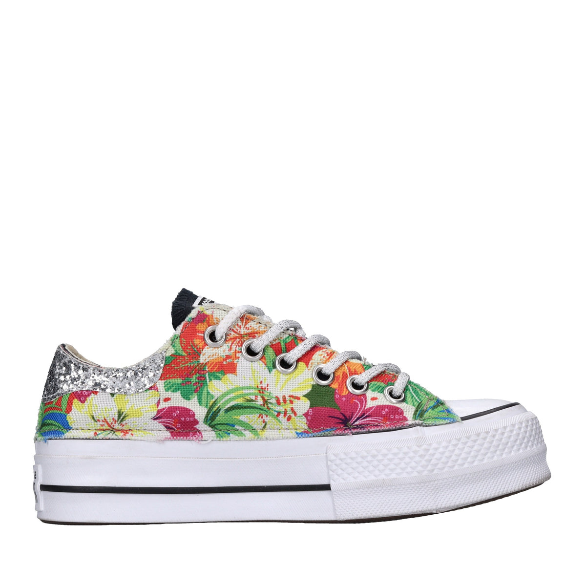 Sneakers in tessuto e glitter 