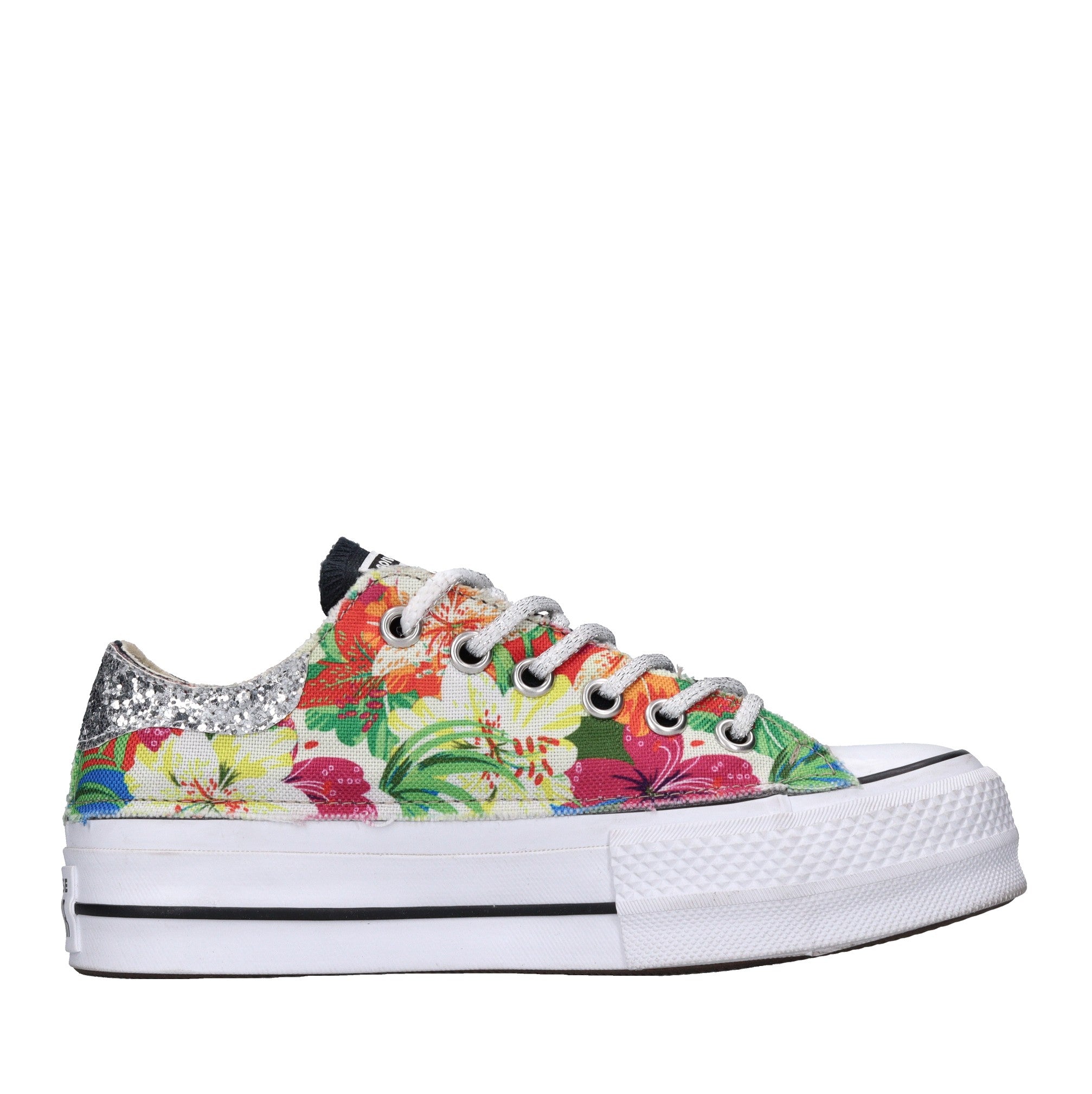 Sneakers in tessuto e glitter 