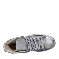 Sneakers in tessuto, strass e glitter 