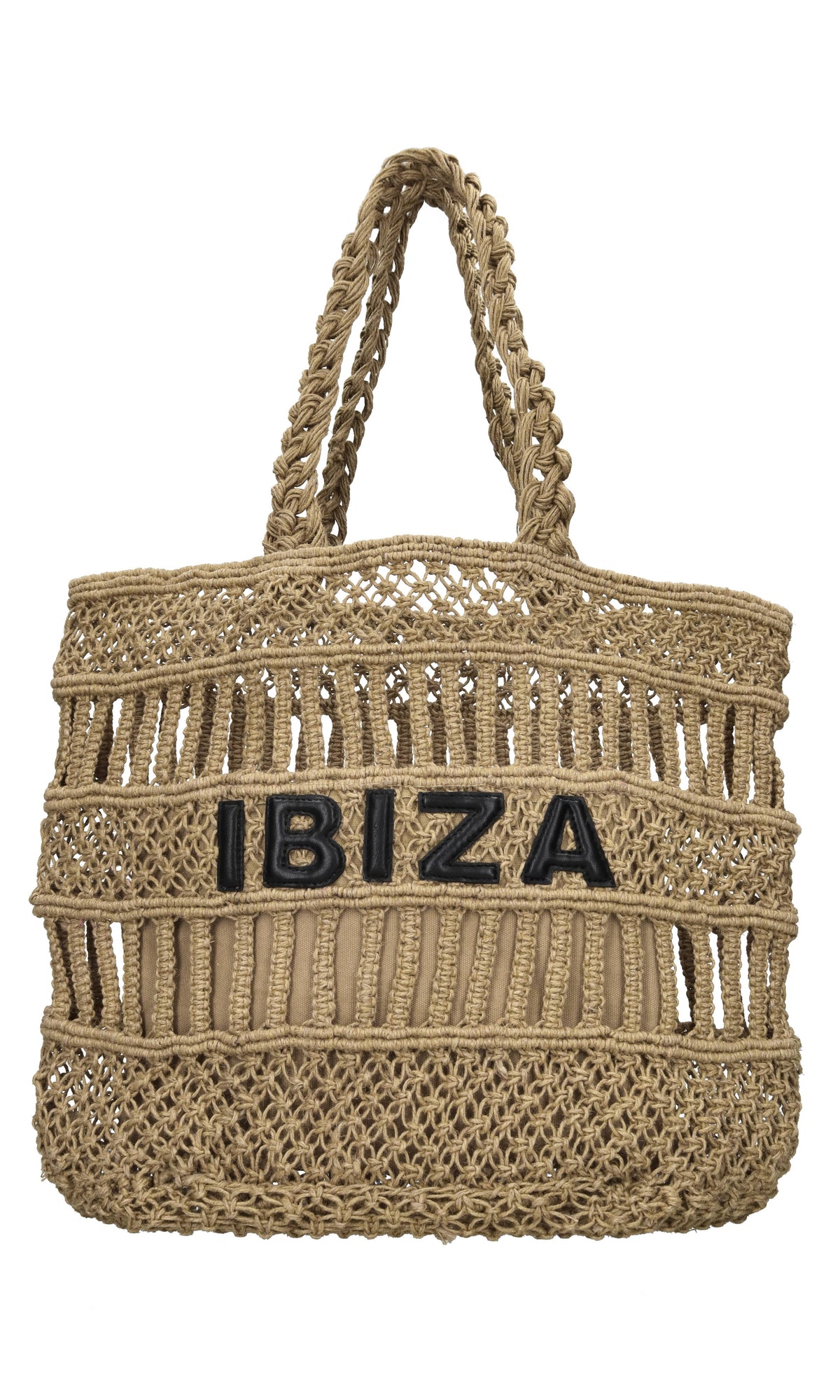 Borsa Ibiza in juta e pelle 
