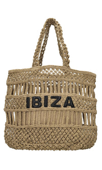 Borsa Ibiza in juta e pelle 