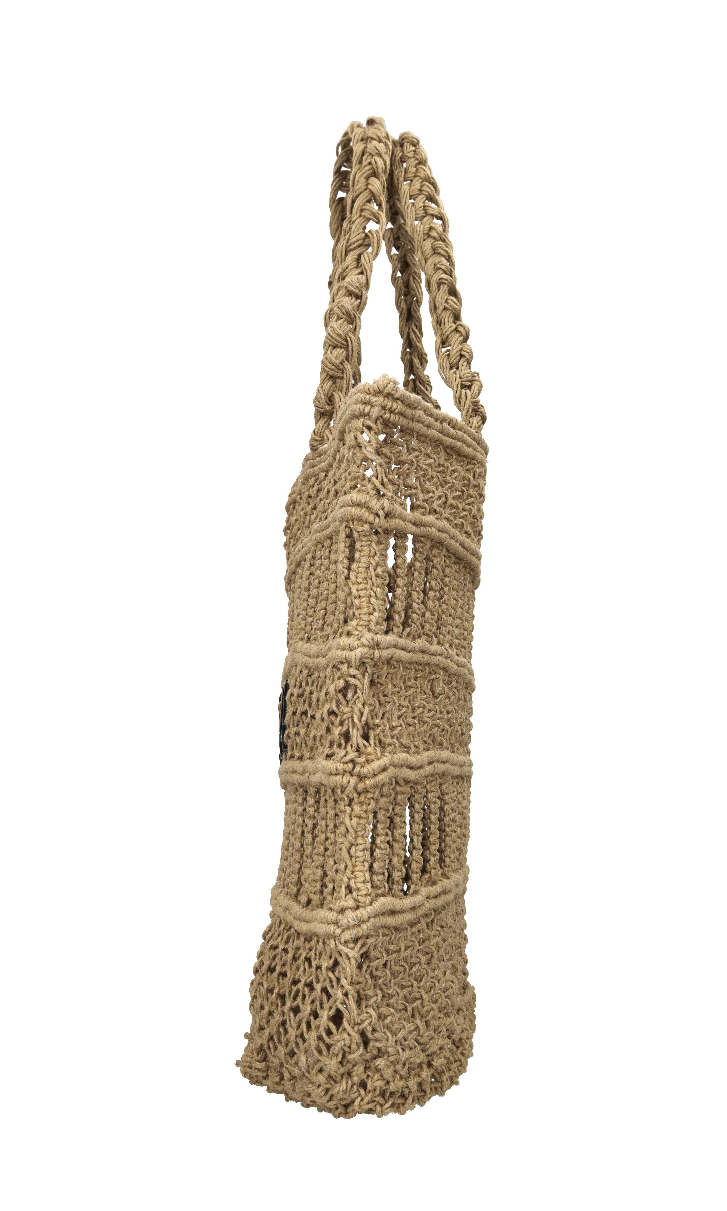 Borsa Ibiza in juta e pelle 