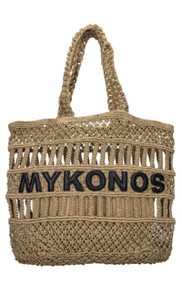 Borsa Mykonos in juta e pelle 