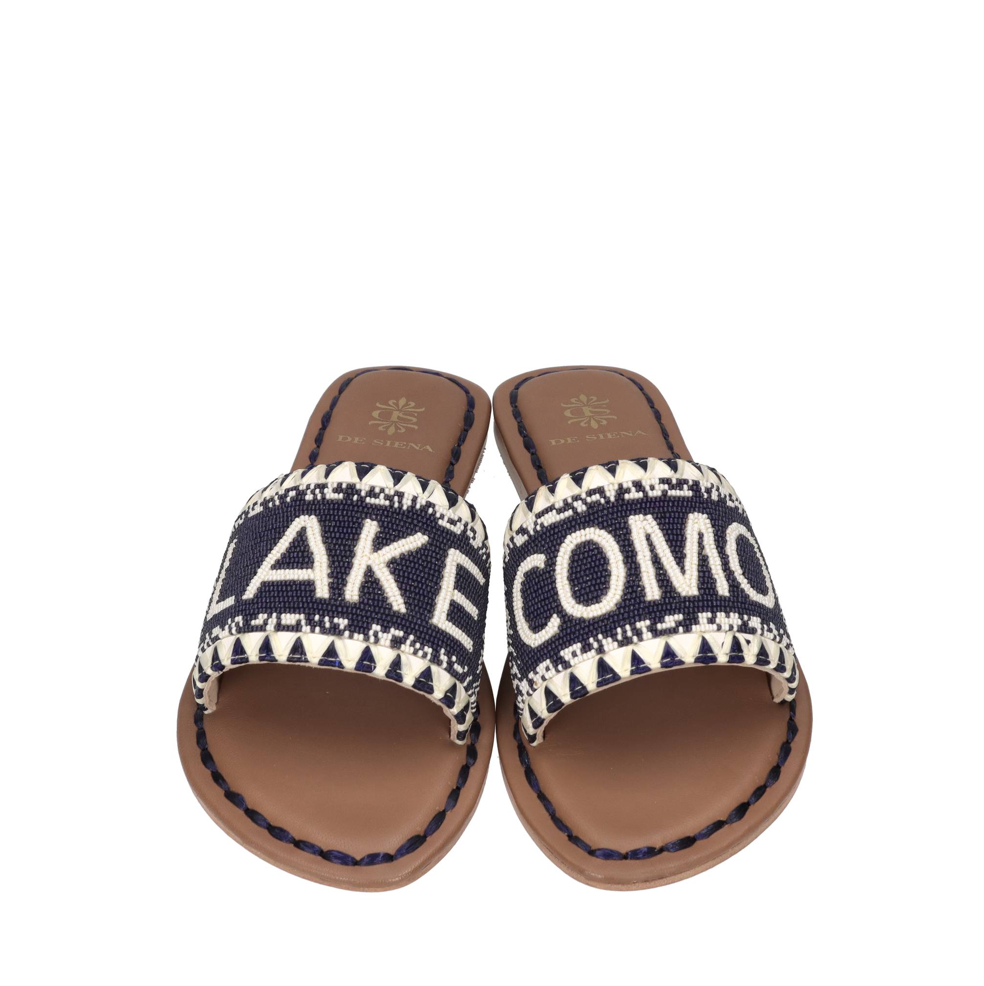 Mules in pelle,perline e rafia 