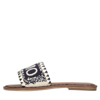 Mules in pelle,perline e rafia 