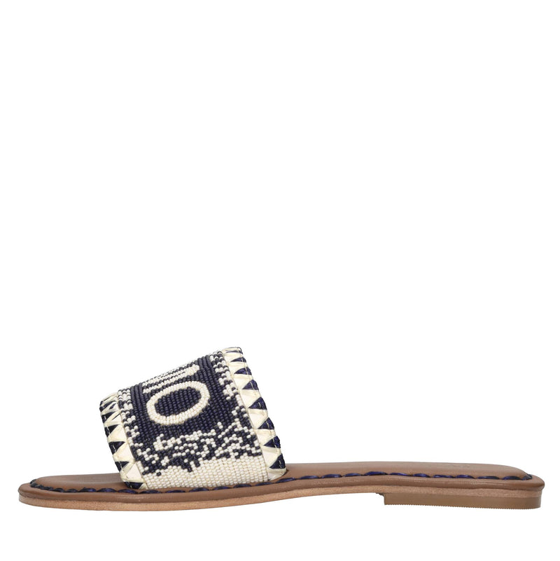 Mules in pelle,perline e rafia 