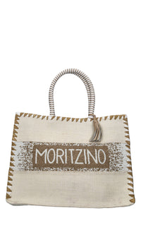 Borsa Moritzino in juta ,perline e pelle 