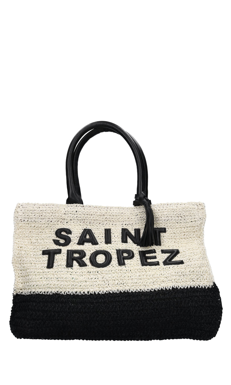 Borsa Saint Tropez in rafia e pelle 
