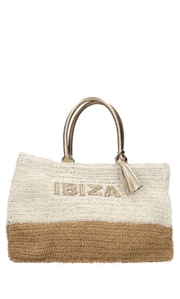 Borsa Ibiza in rafia e pelle 