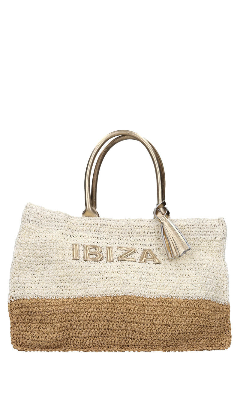 Borsa Ibiza in rafia e pelle 