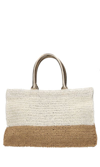 Borsa Ibiza in rafia e pelle 
