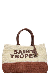 Borsa Saint Tropez in rafia e pelle 