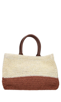 Borsa Saint Tropez in rafia e pelle 
