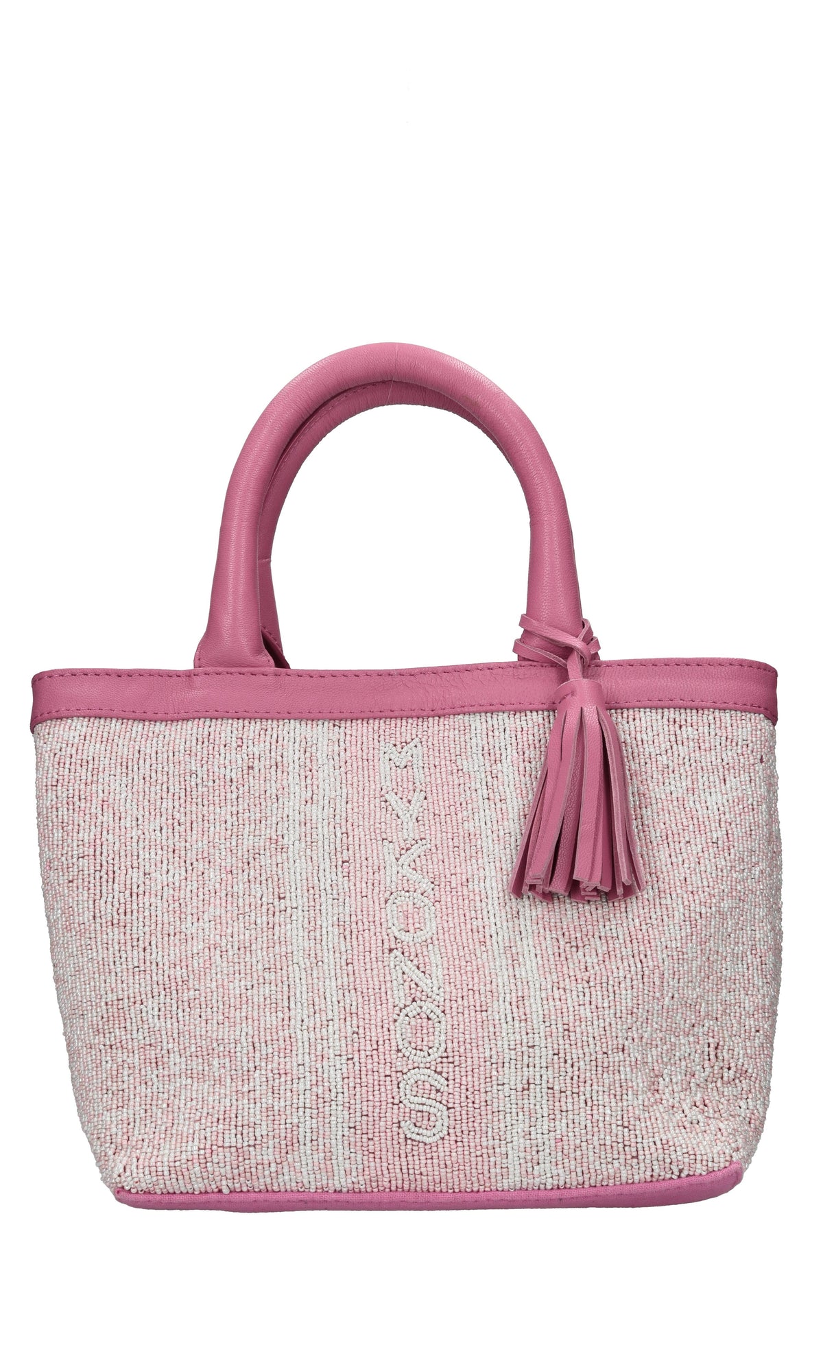 Borsa Mykonos in pelle e perline 