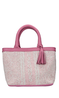 Borsa Mykonos in pelle e perline 