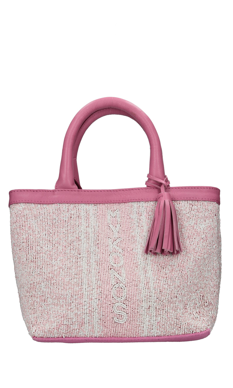 Borsa Mykonos in pelle e perline 