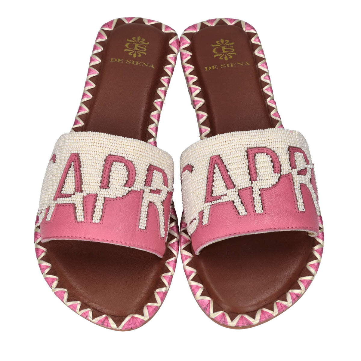 Mules in pelle e perline 