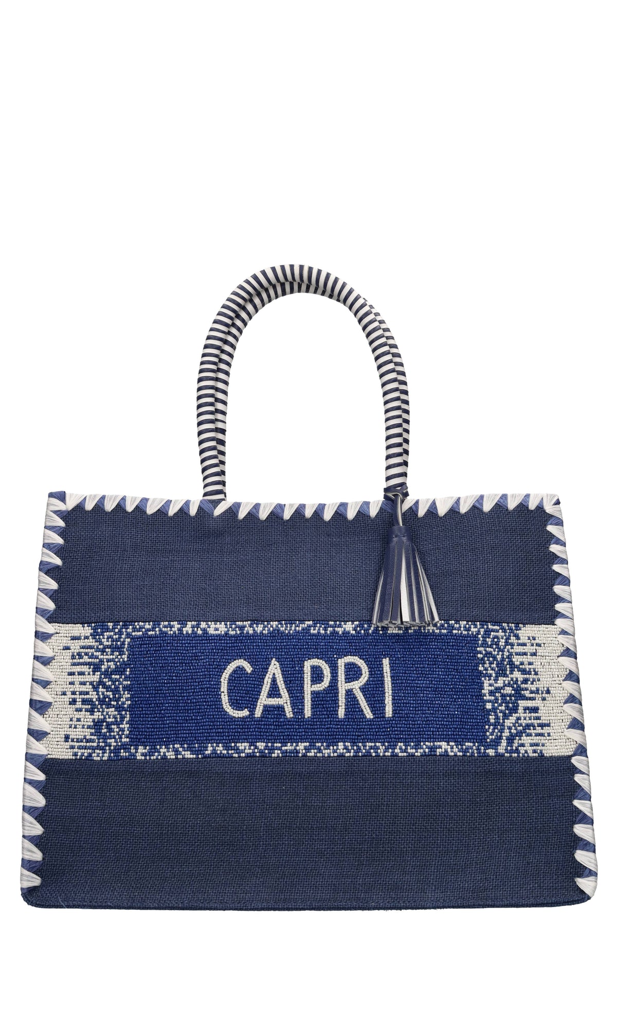 Borsa Capri in juta ,perline e pelle 