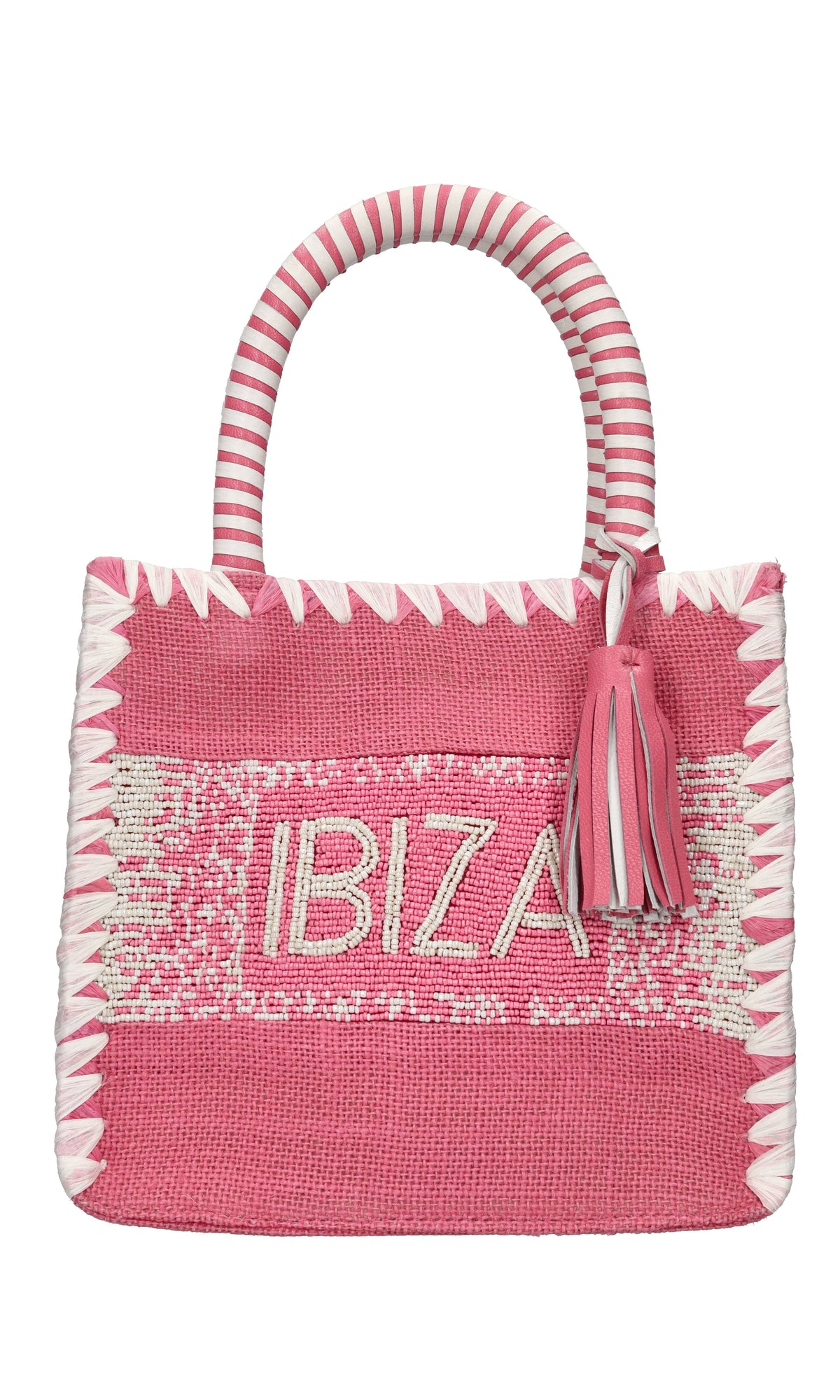 Borsa in juta,perline e pelle 