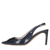 Décolleté slingback in pelle lucida 