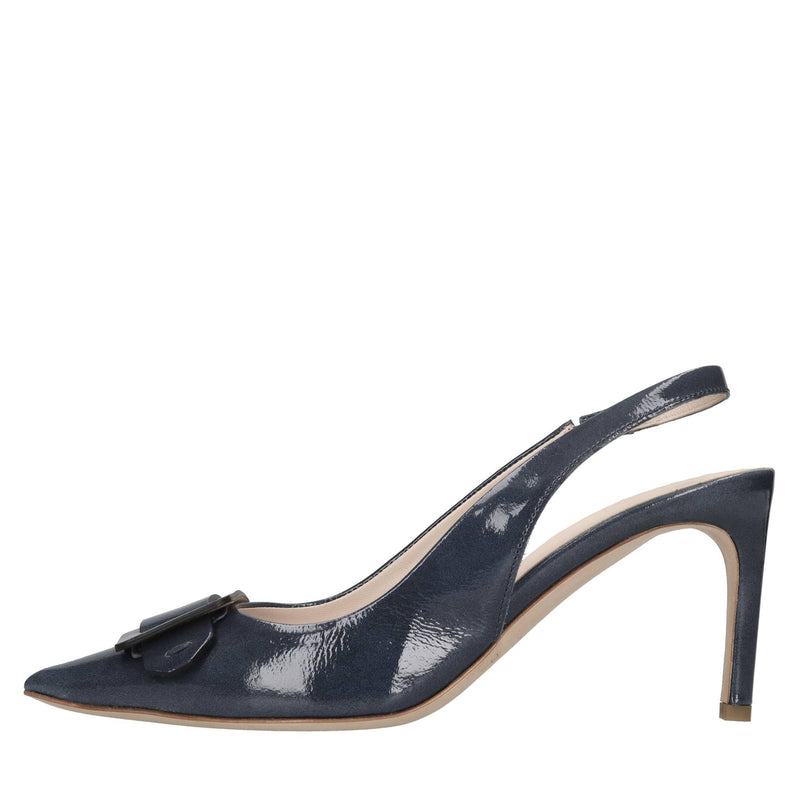 Décolleté slingback in pelle lucida 