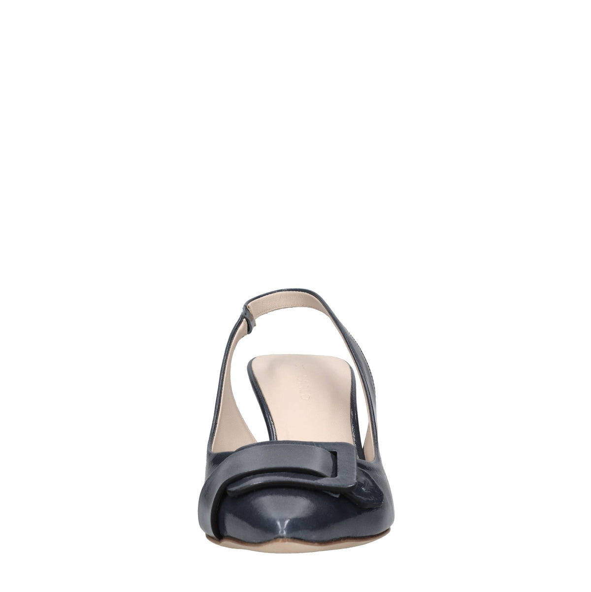 Décolleté slingback in pelle lucida 