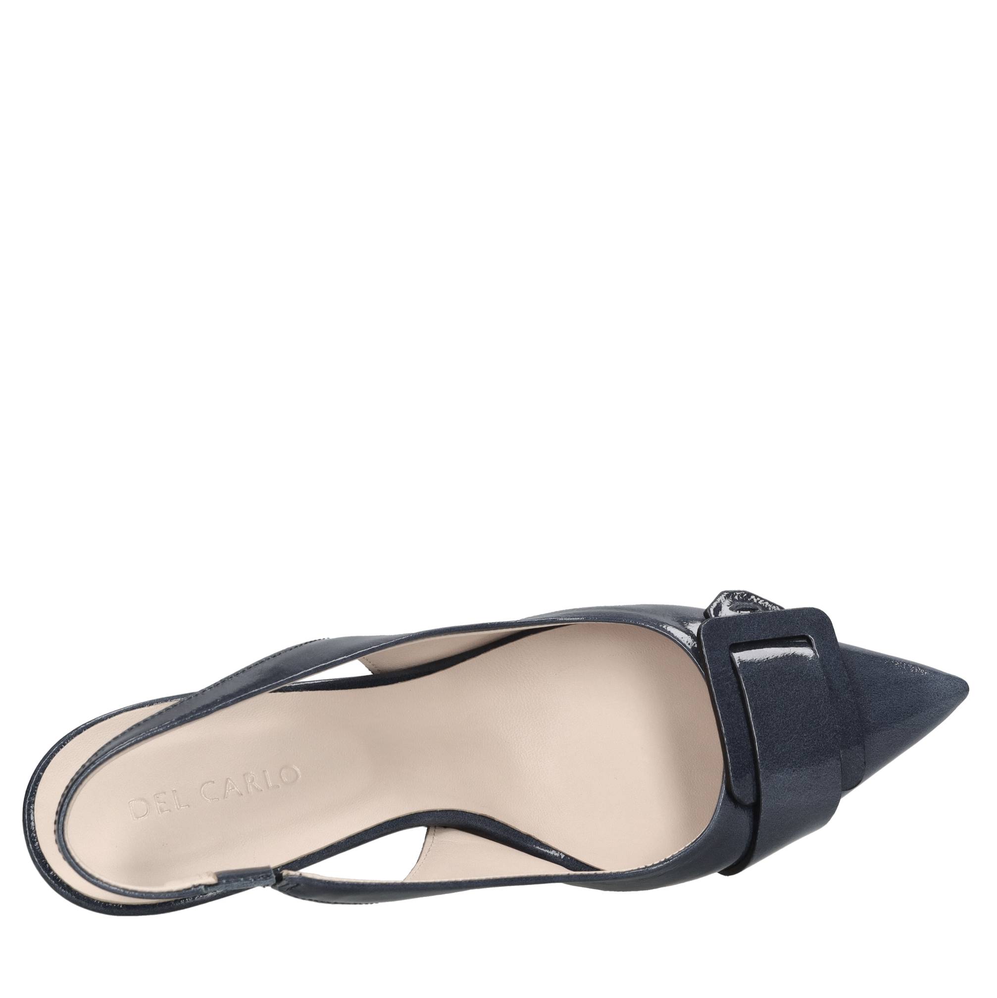 Décolleté slingback in pelle lucida 