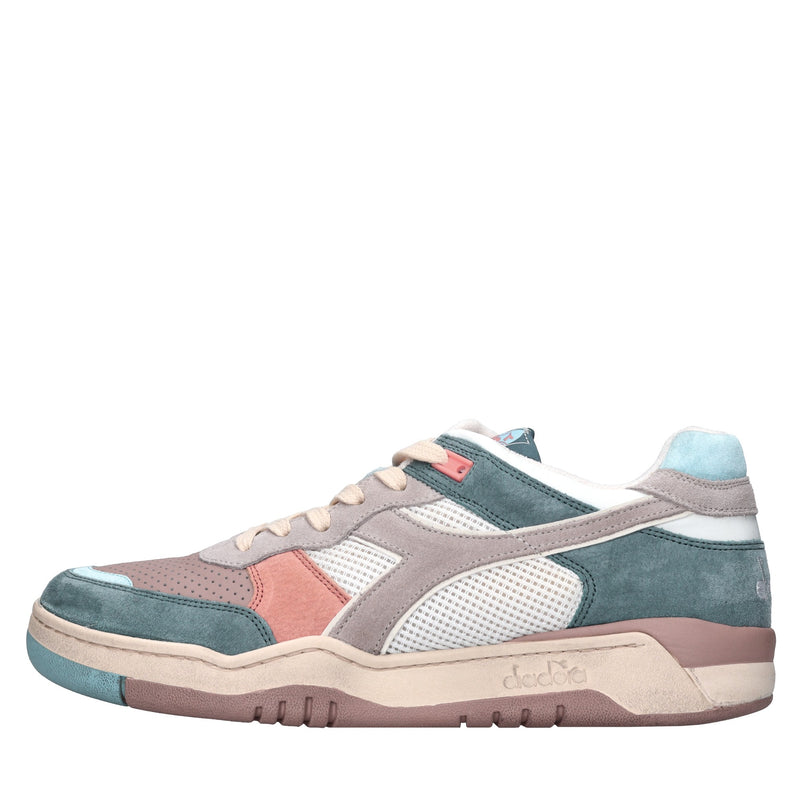 Sneakers in pelle e tessuto 