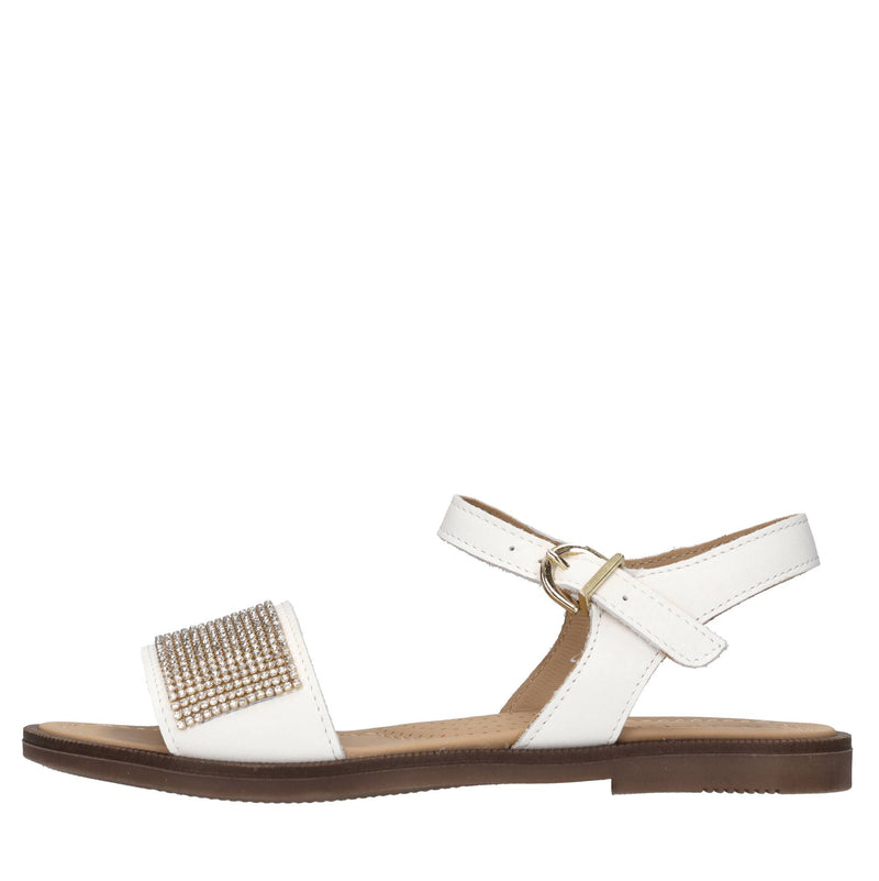 Sandali flat in pelle e strass 