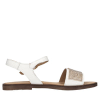 Sandali flat in pelle e strass 