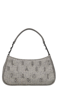 Borsa in pelle e tessuto 