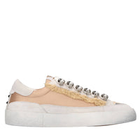 Sneakers in pelle, tessuto e strass 