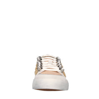 Sneakers in pelle, tessuto e strass 