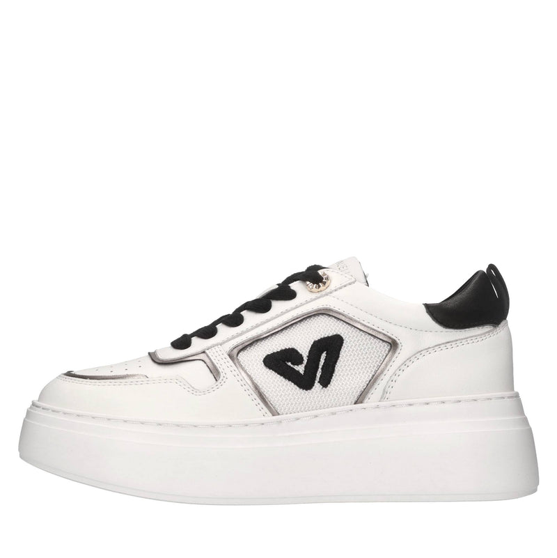 Sneakers in pelle e tessuto 
