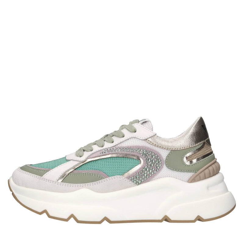 Sneakers in pelle,tessuto e strass 