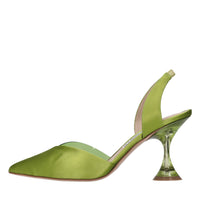 Décolleté slingback in raso e plexiglass 
