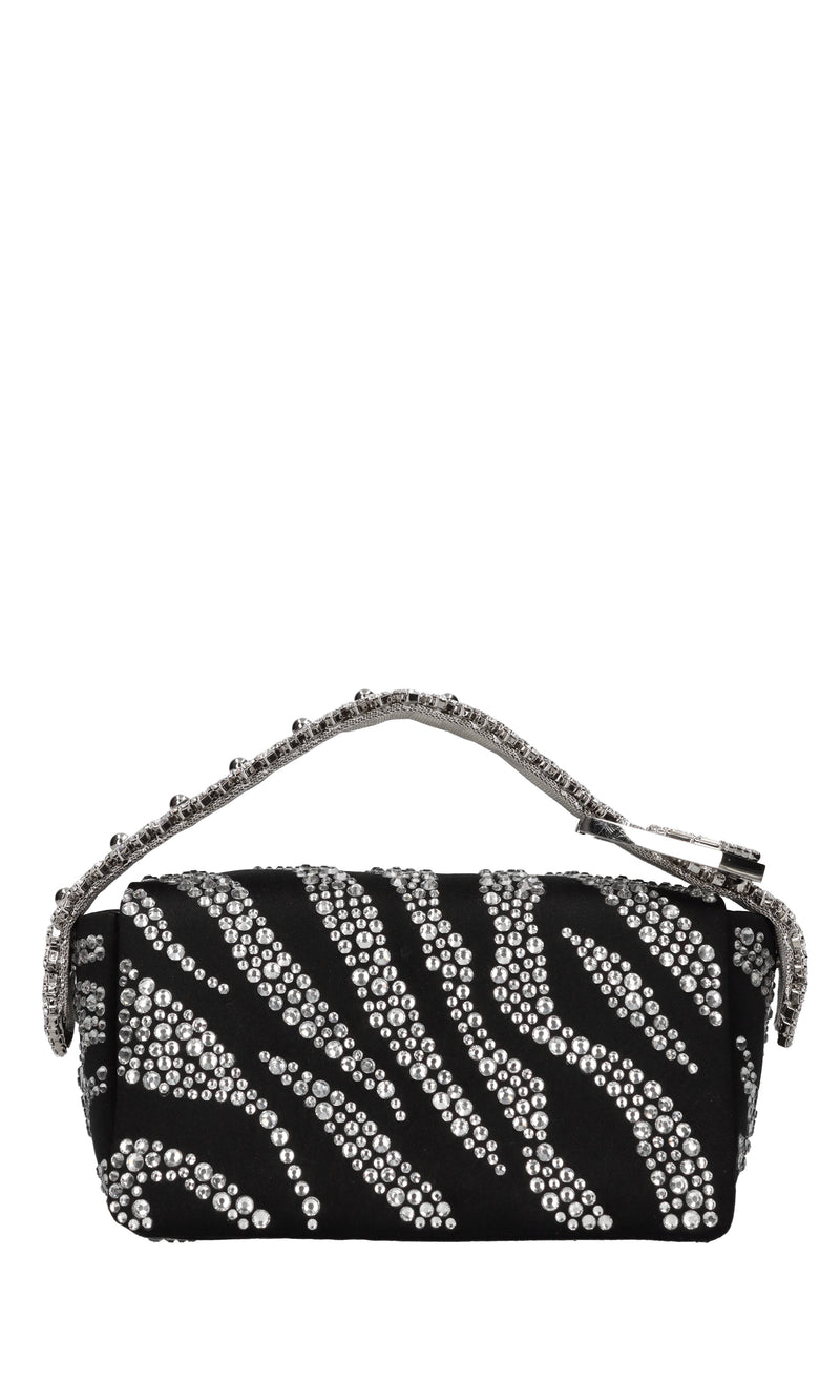 Borsa mini in raso e strass 