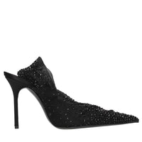 Décolleté slingback in tulle e strass 