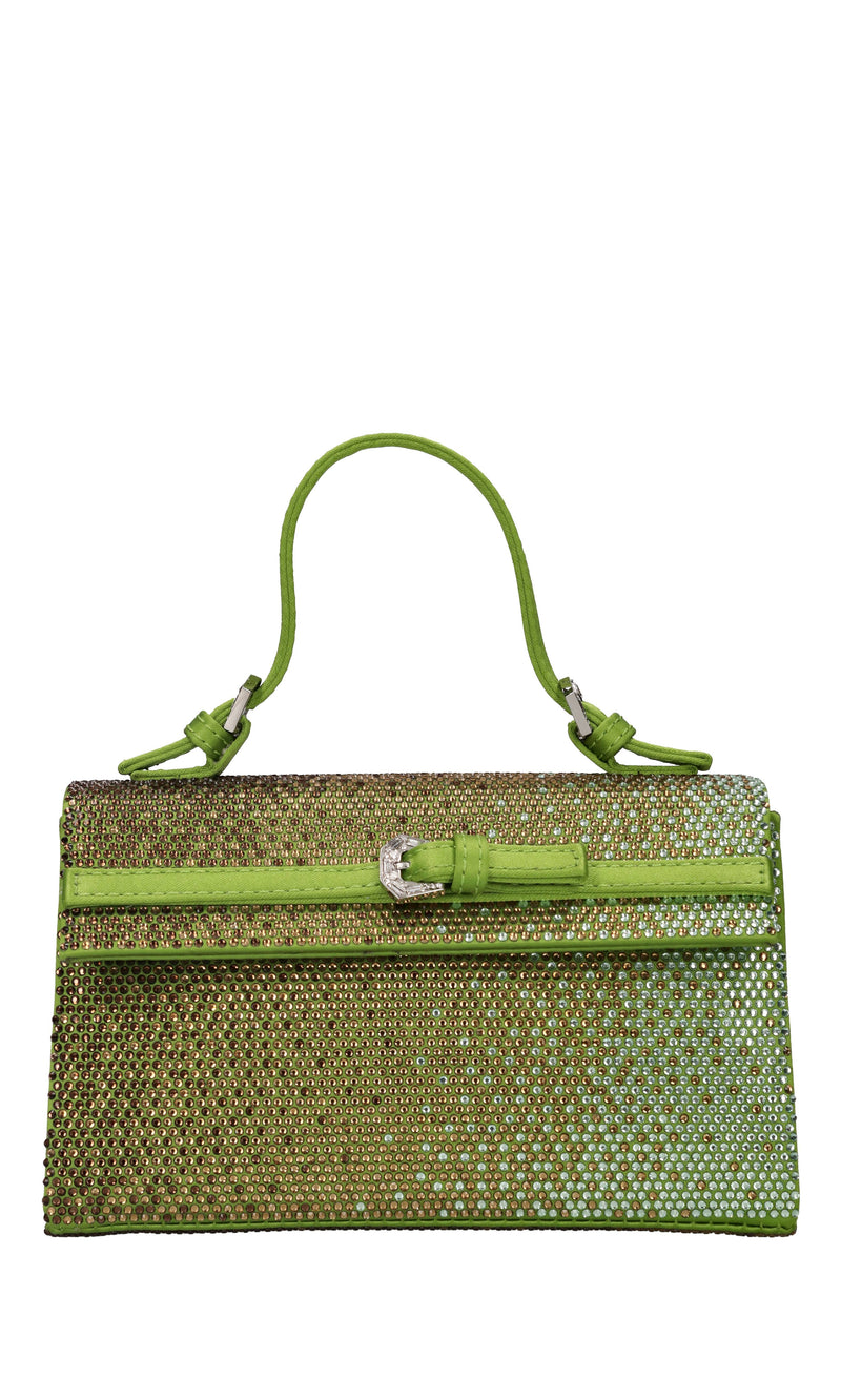 Borsa mini in raso e strass 