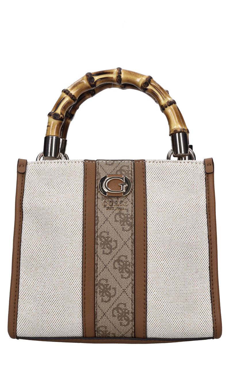 Borsa in ecopelle e tessuto 