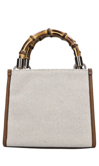 Borsa in ecopelle e tessuto 