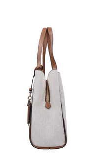 Borsa in ecopelle e tessuto 