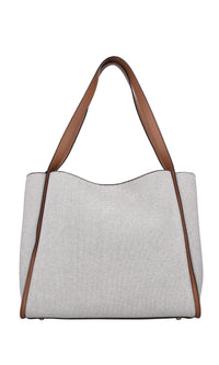 Borsa in ecopelle e tessuto 