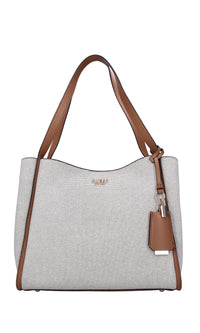 Borsa in ecopelle e tessuto 