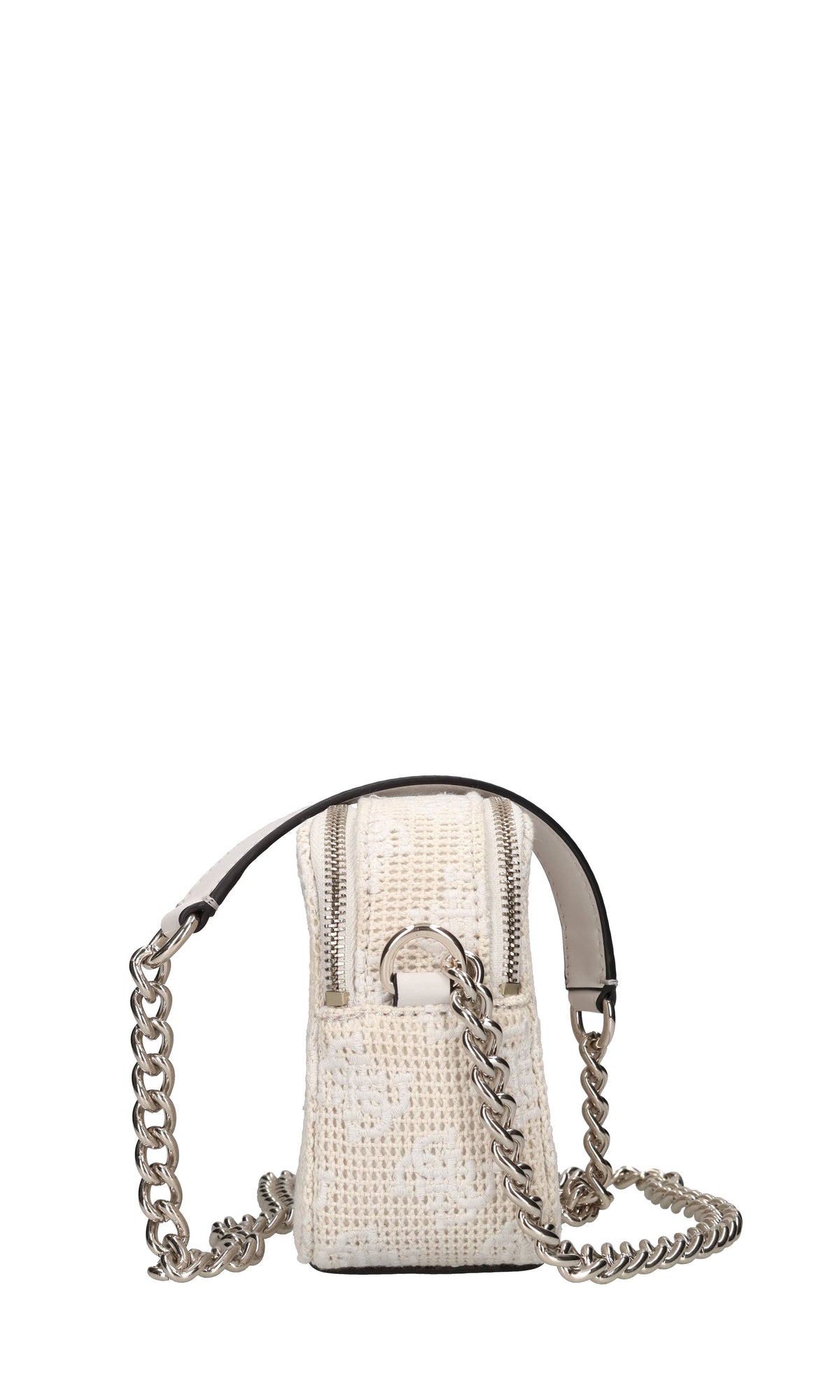 Borsa in tessuto crochet ed ecopelle con ricami 4G logo 