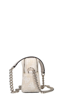 Borsa in tessuto crochet ed ecopelle con ricami 4G logo 