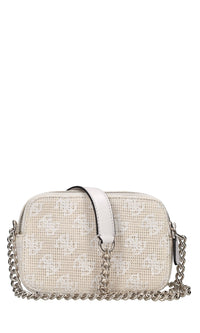 Borsa in tessuto crochet ed ecopelle con ricami 4G logo 