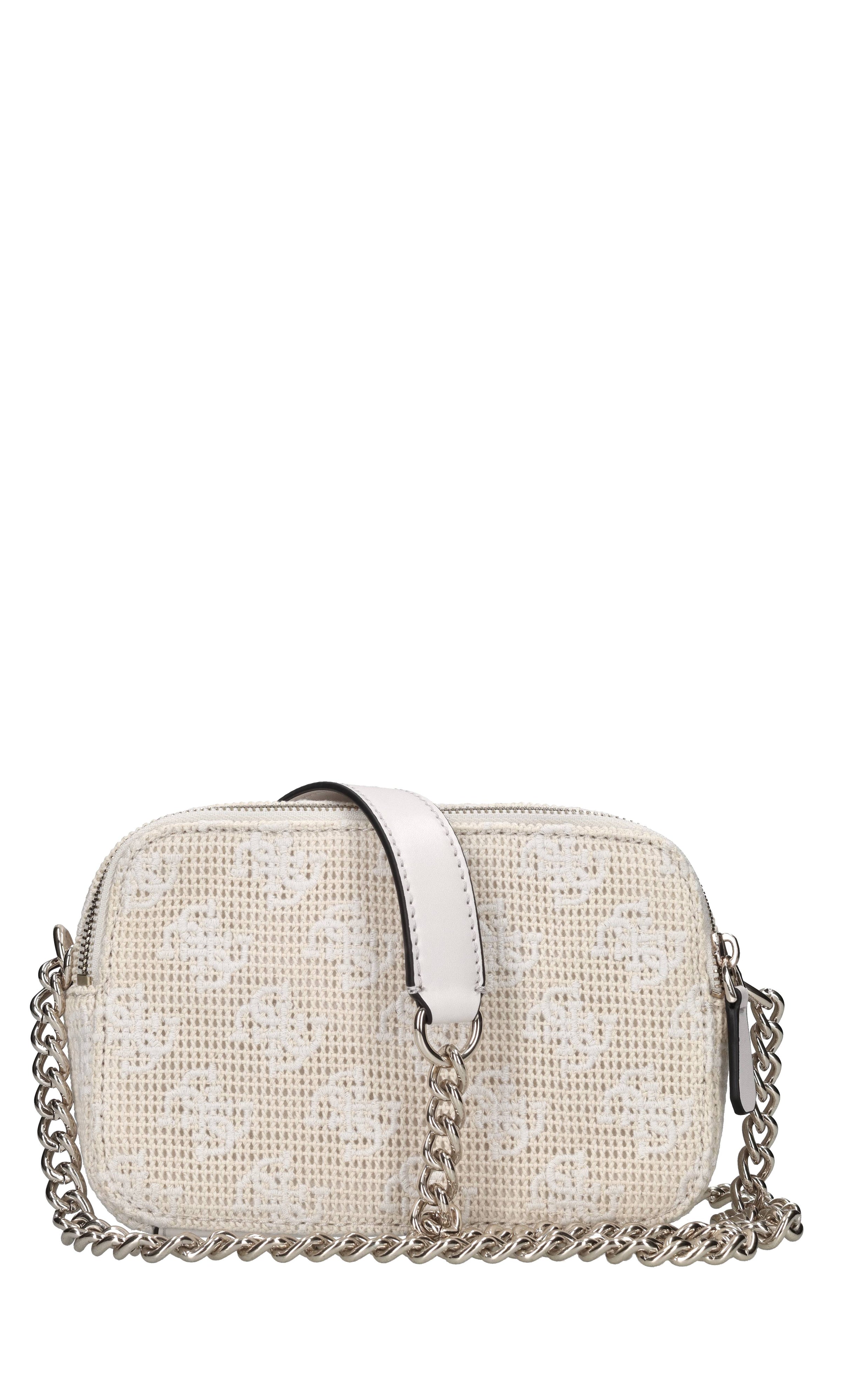 Borsa in tessuto crochet ed ecopelle con ricami 4G logo 