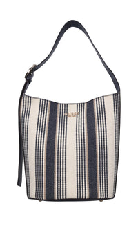 Borsa in ecopelle e tessuto 